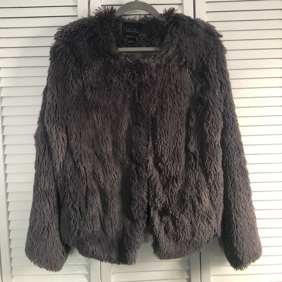 NWT Sanctuary Faux Fur Charcoal Coat - Picture 4 of 4